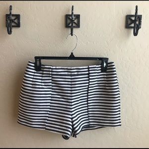 Blue and white striped shorts
